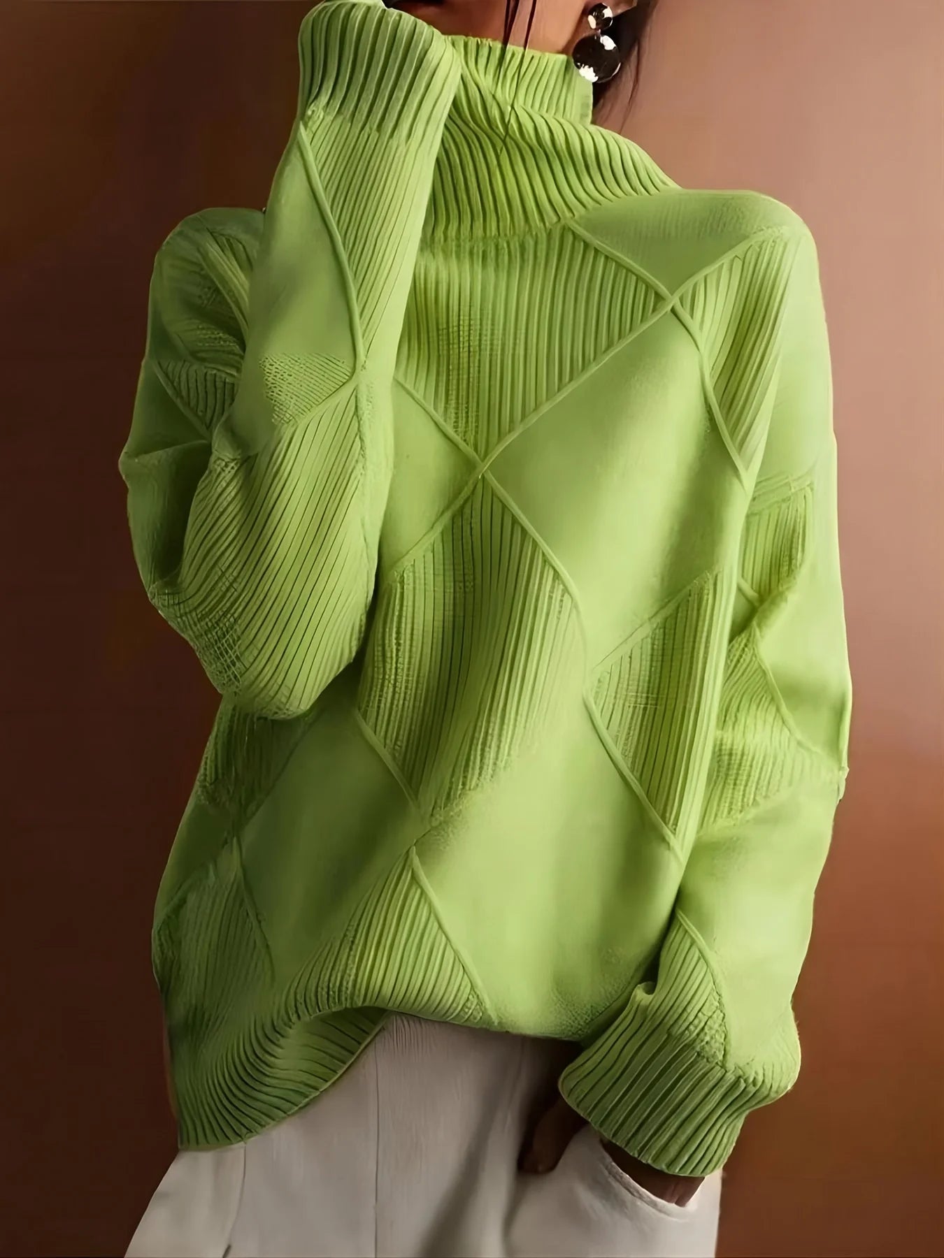 Women's Cable Knit Jumper – High Neck Knitted Jumper