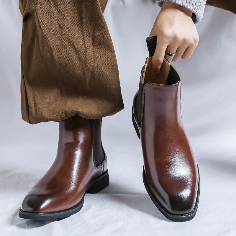 The Clapham Men's Pointed Toe Leather Chelsea Boots