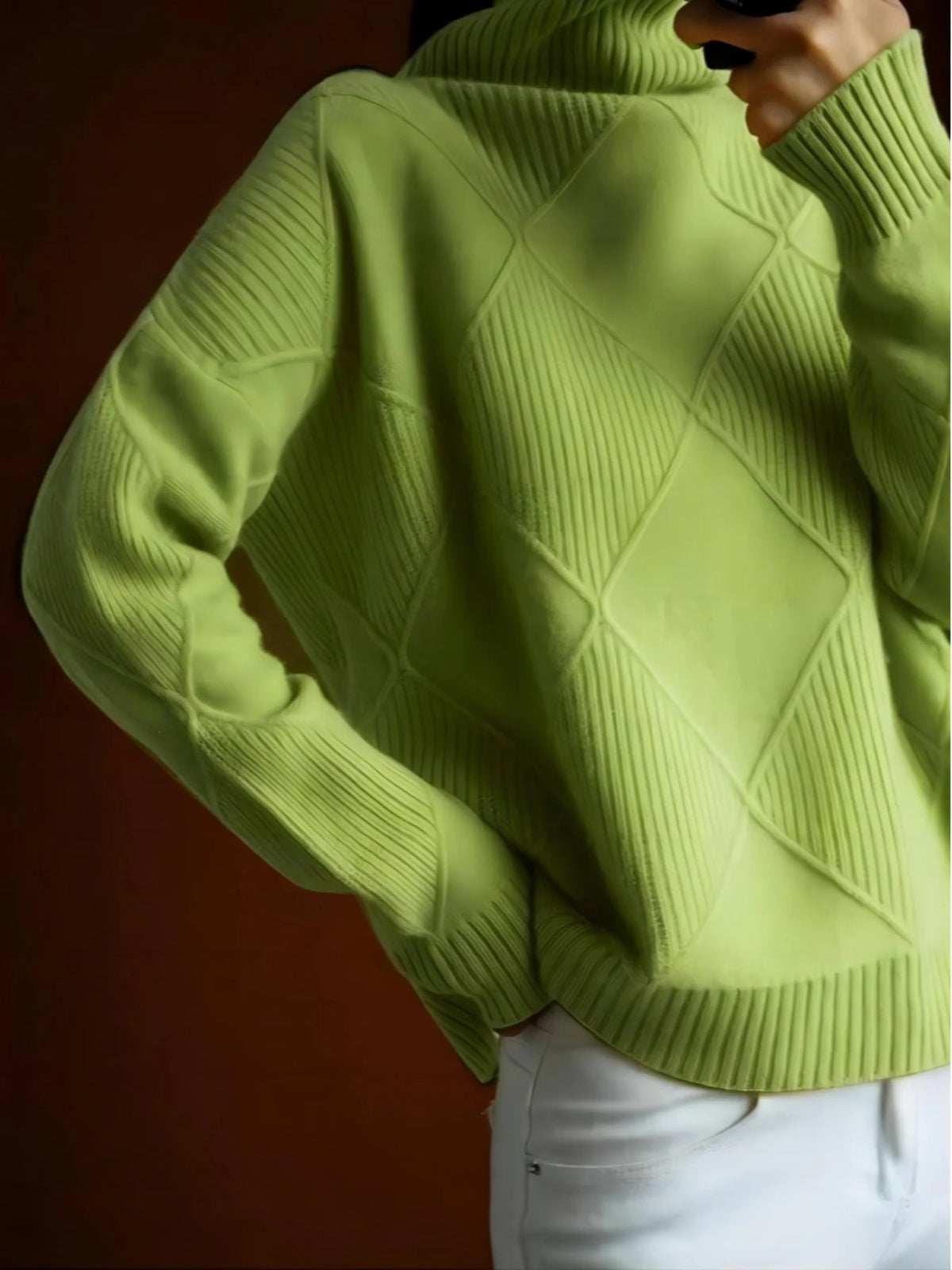 Women's Cable Knit Jumper – High Neck Knitted Jumper