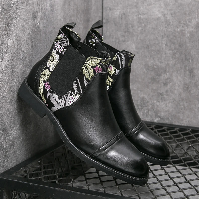 The Spitalfields Men's Embroidered Chelsea Boots