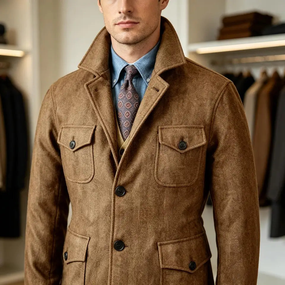 The Regent Men's Multi Pocket Wool Blend Field Jacket