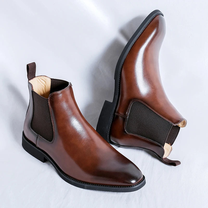 The Clapham Men's Pointed Toe Leather Chelsea Boots