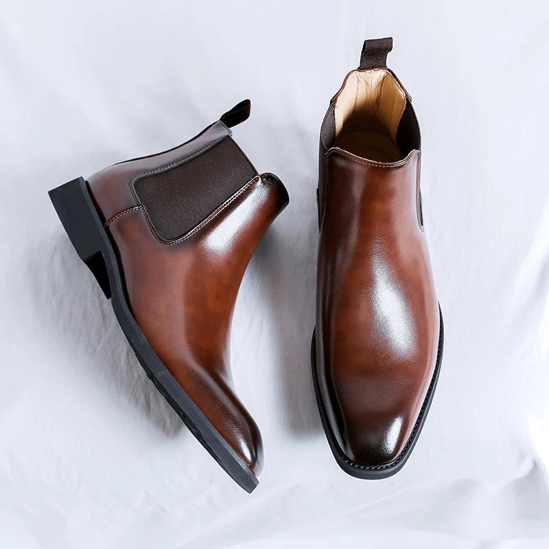 The Clapham Men's Pointed Toe Leather Chelsea Boots