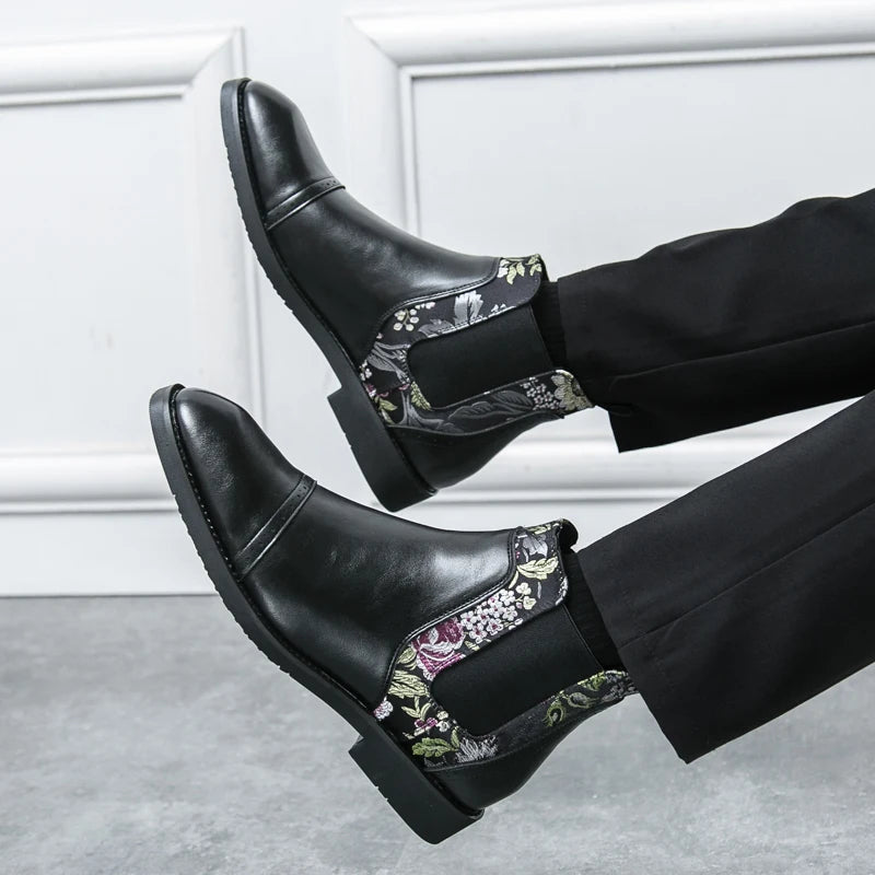 The Spitalfields Men's Embroidered Chelsea Boots