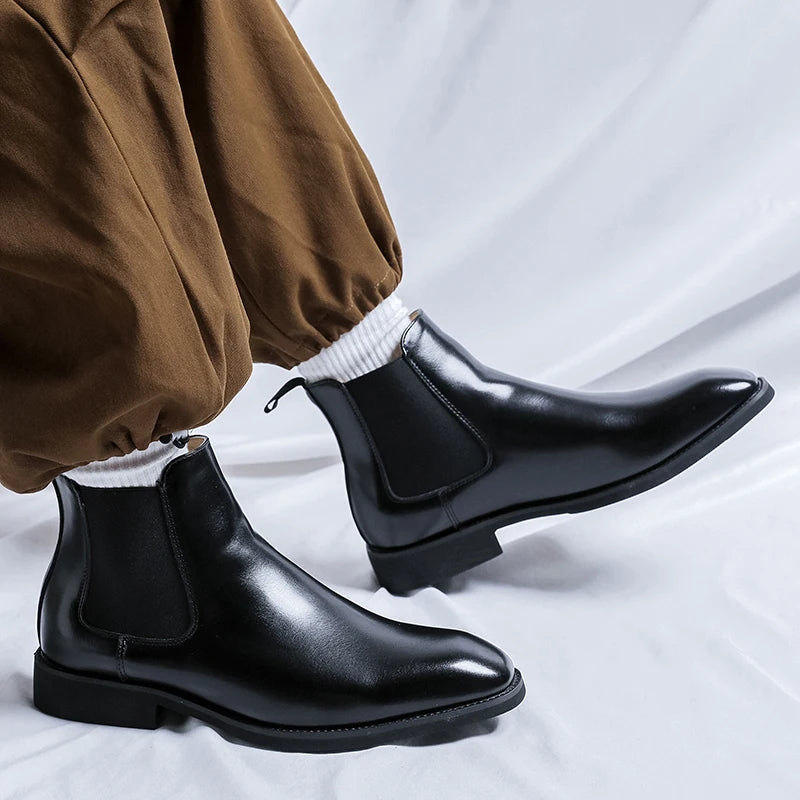 The Notting Hill Men's Pointed Toe Leather Dress Boots