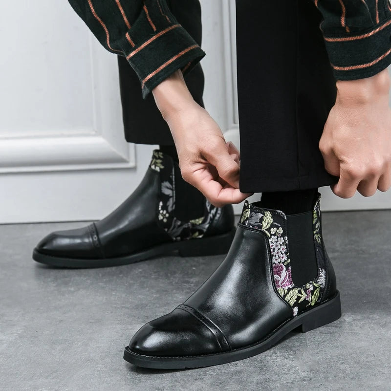 The Spitalfields Men's Embroidered Chelsea Boots