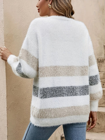 Women's Colour Block Button Front Knit Cardigan