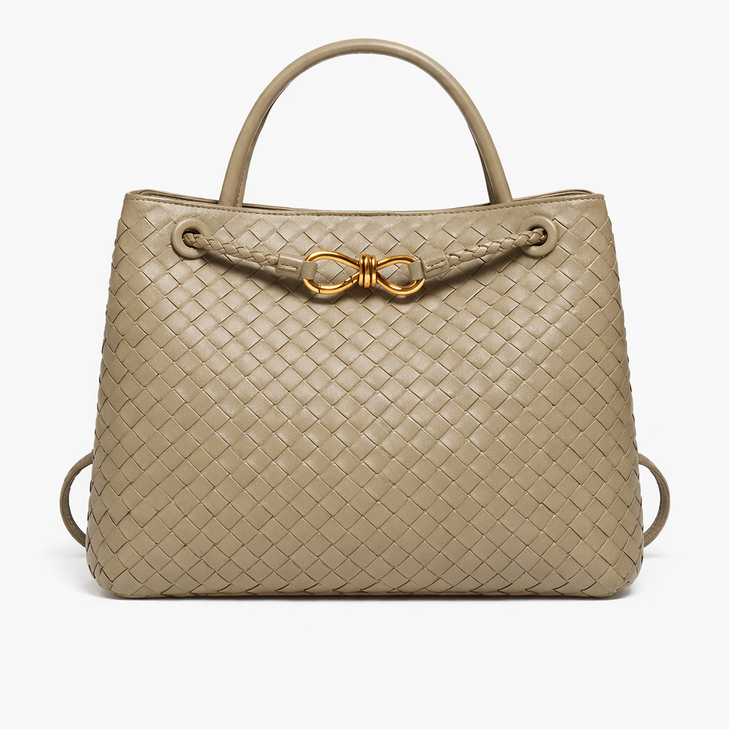 Woven Tote Bag – Soft Vegan Leather Shoulder Bag