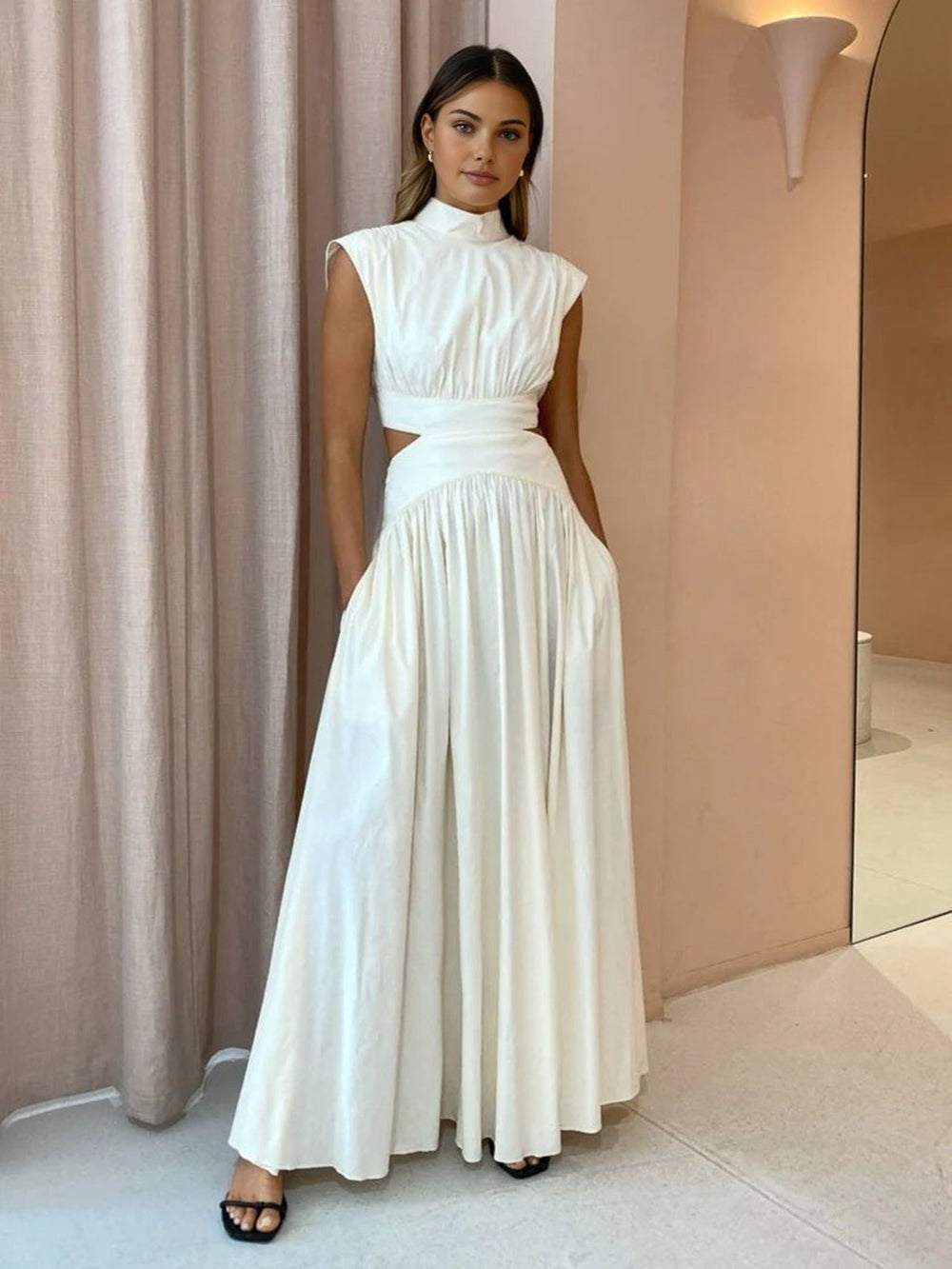 Women's Sleeveless Gown with Cut Away Sides