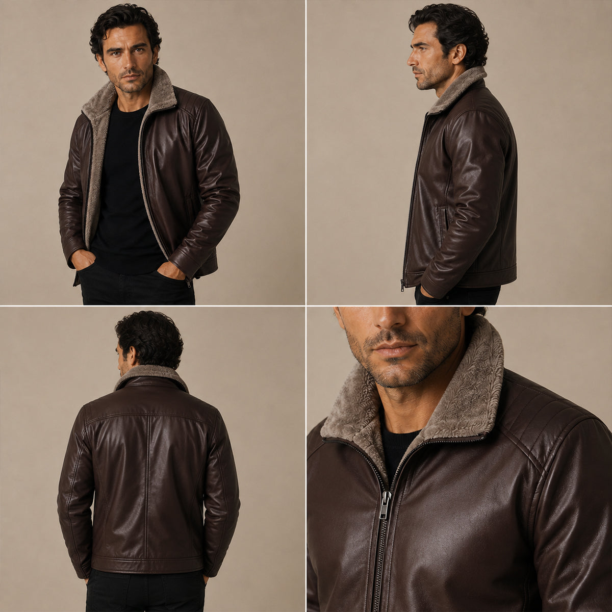 The Pantelleria Men’s Winter Fleece Lined Faux Leather Jacket