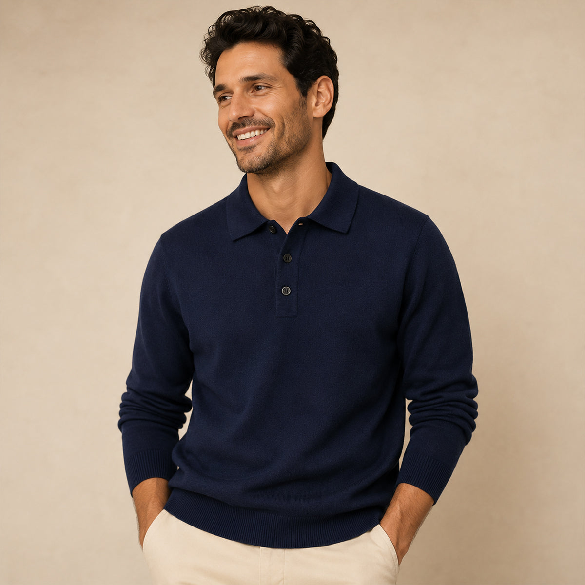 Men’s Merino Wool Knit Smart Trendy Polo Jumper