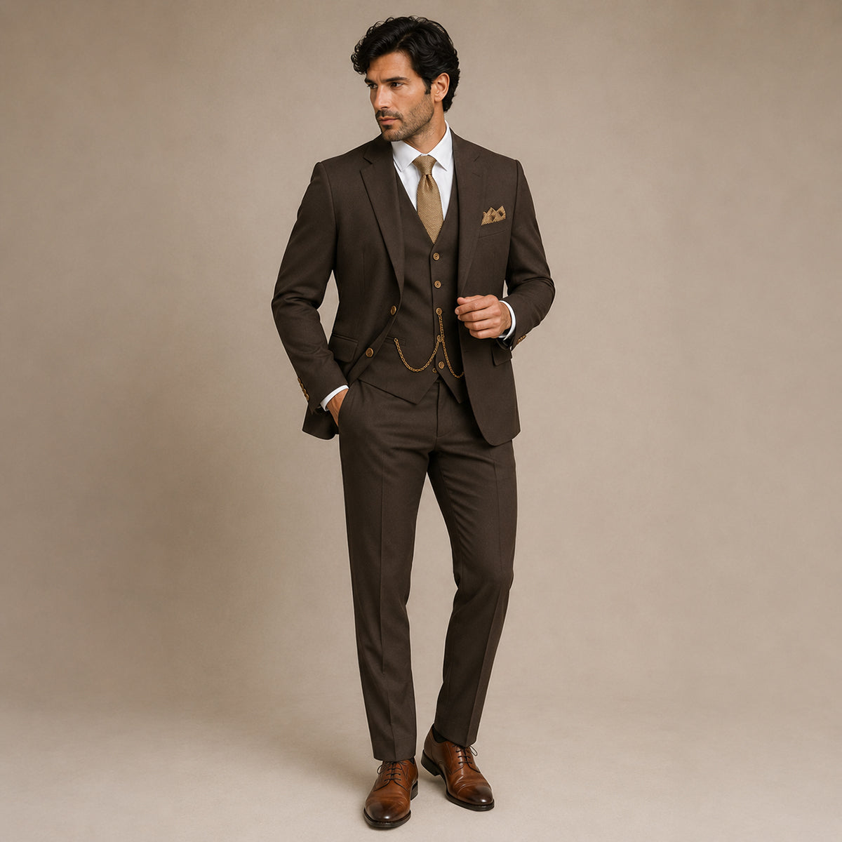 The Oakmont Men’s Classic Elegant Wedding 3 Piece Slim Fit Suit Set