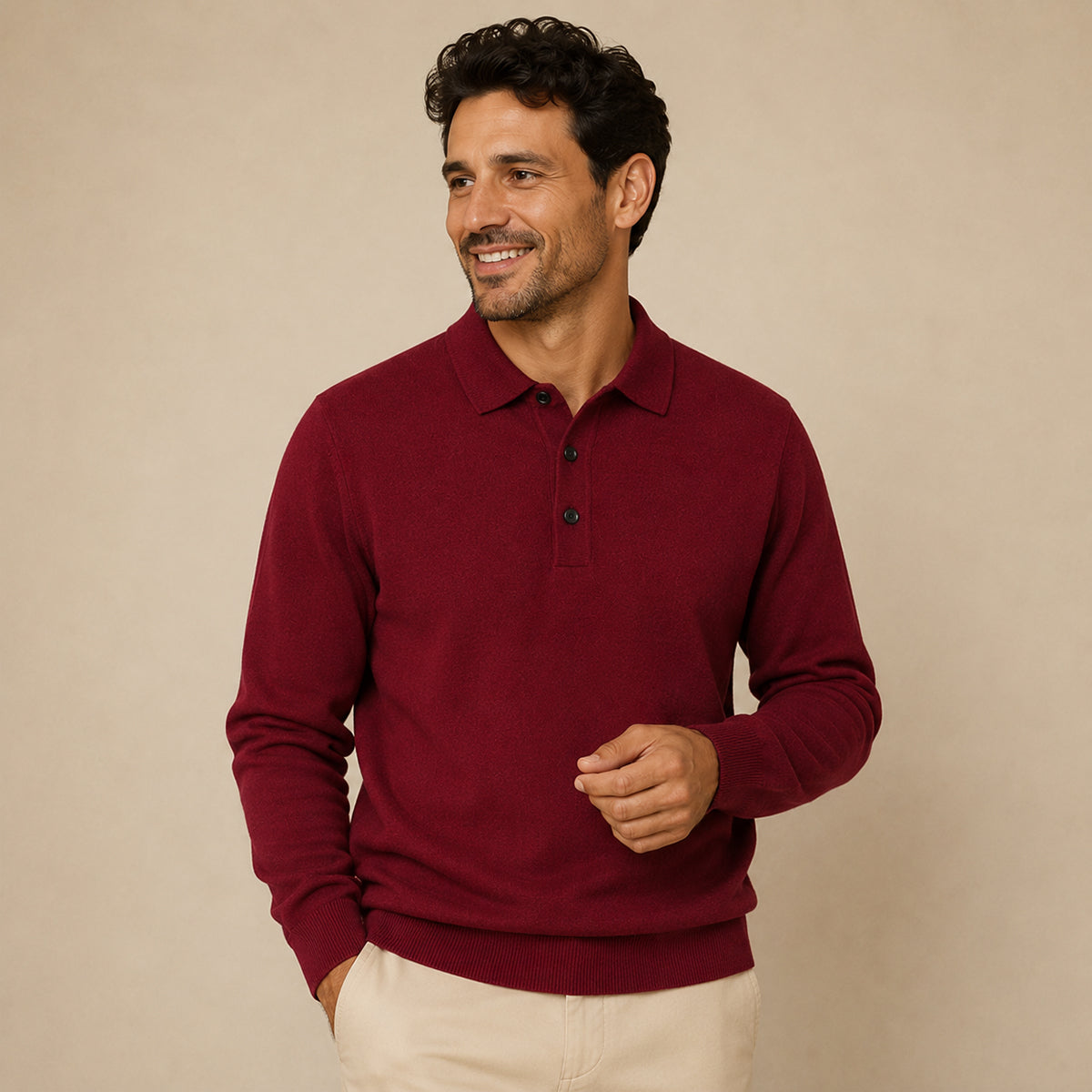 Men’s Merino Wool Knit Smart Trendy Polo Jumper