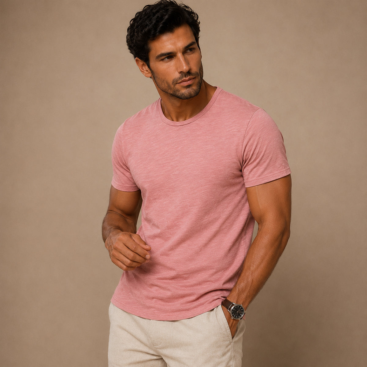 The Gubbio Men’s Lightweight Cotton Crew Neck Basic T Shirt