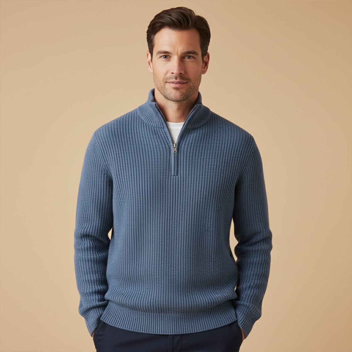 The Vicenza Men’s Soft Knit Cashmere Half Zip Jumper
