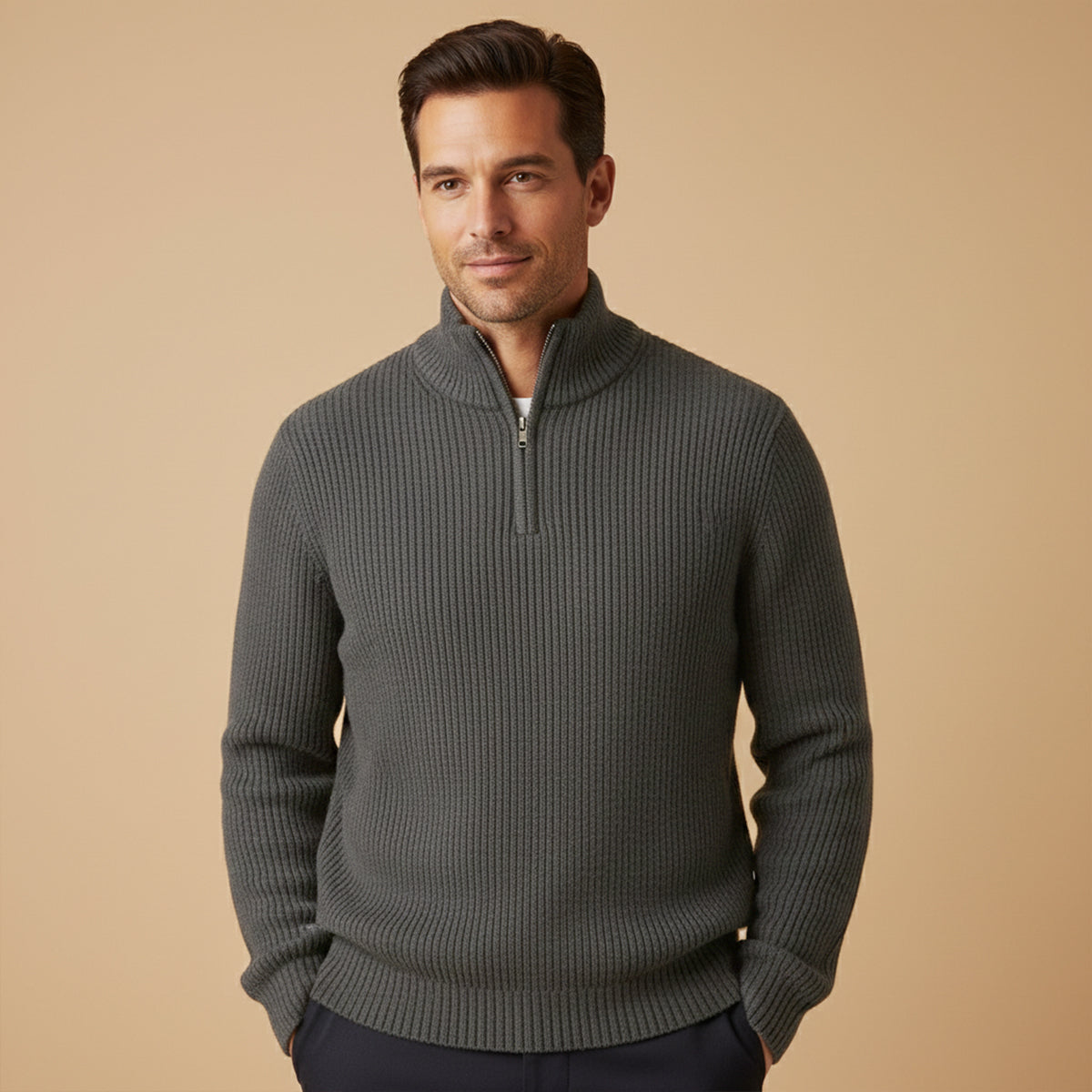 The Vicenza Men’s Soft Knit Cashmere Half Zip Jumper