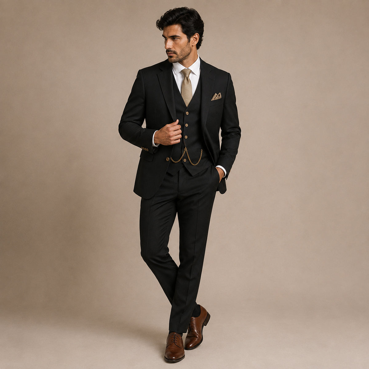 The Oakmont Men’s Classic Elegant Wedding 3 Piece Slim Fit Suit Set