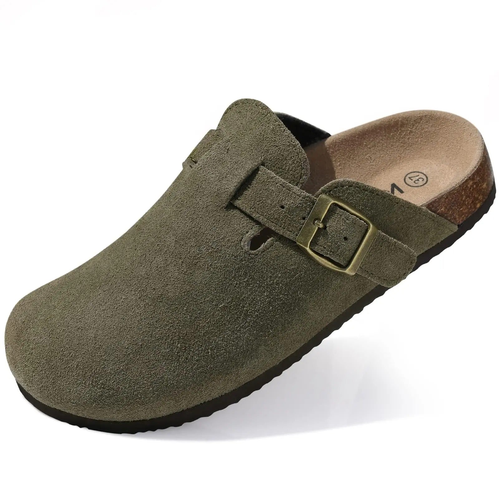 The Angel Men's Suede Buckle Comfort Clogs