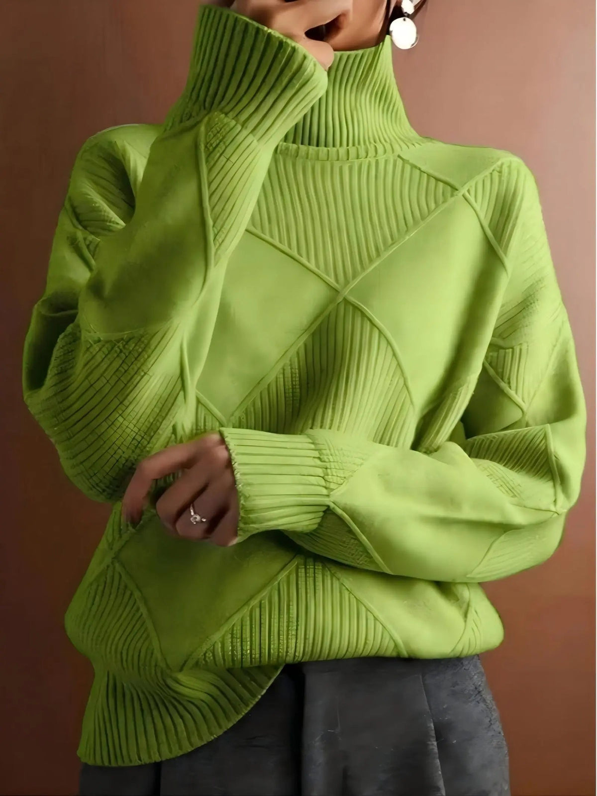 Women's Cable Knit Jumper – High Neck Knitted Jumper