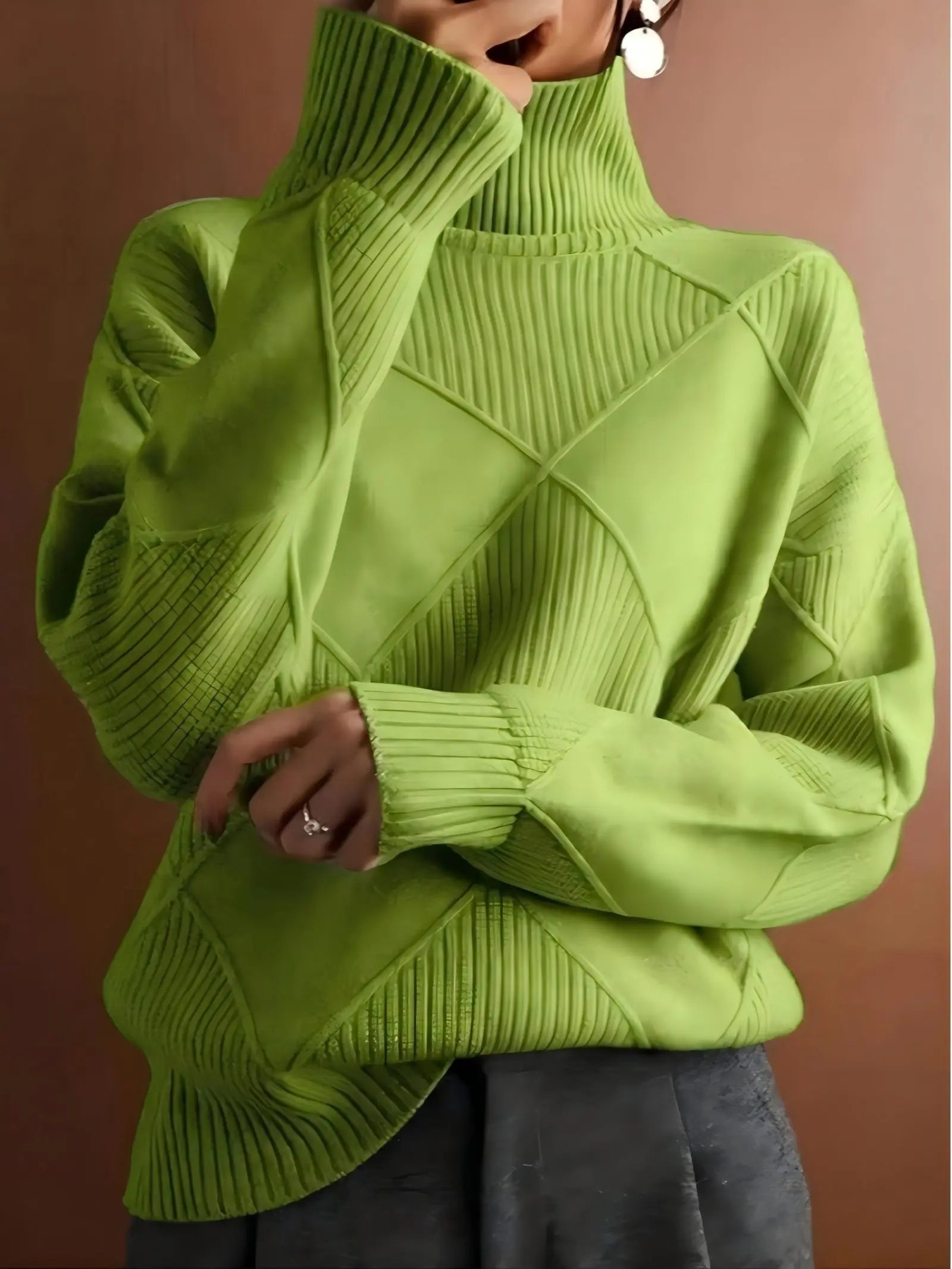 Women's Cable Knit Jumper – High Neck Knitted Jumper