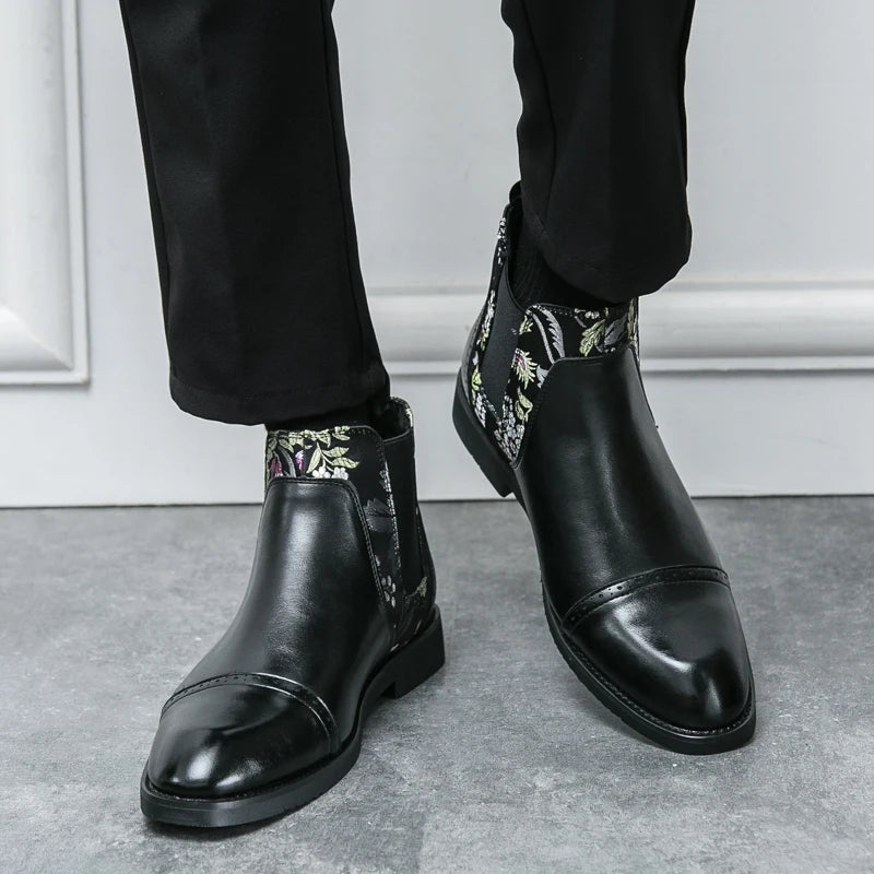The Spitalfields Men's Embroidered Chelsea Boots