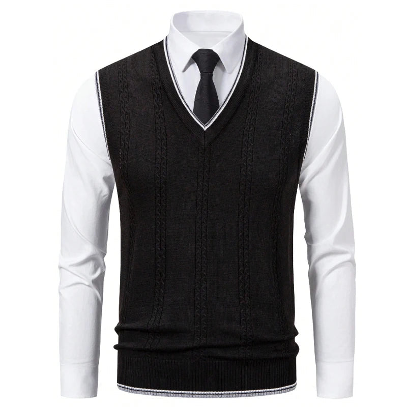 The Pimlico Men's V Neck Cable Knit Tank Top