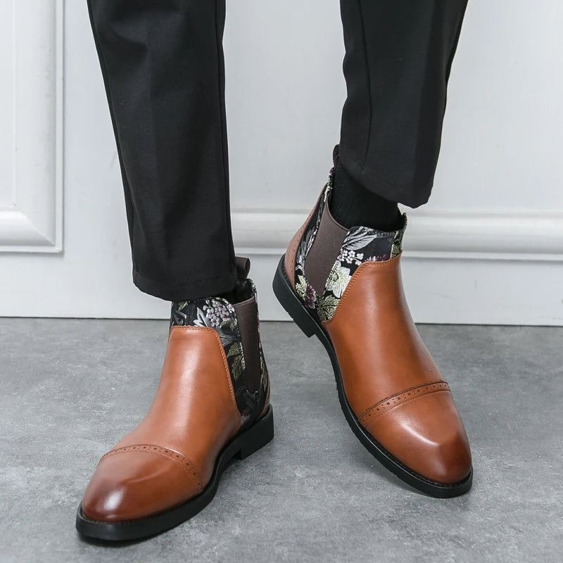 The Spitalfields Men's Embroidered Chelsea Boots