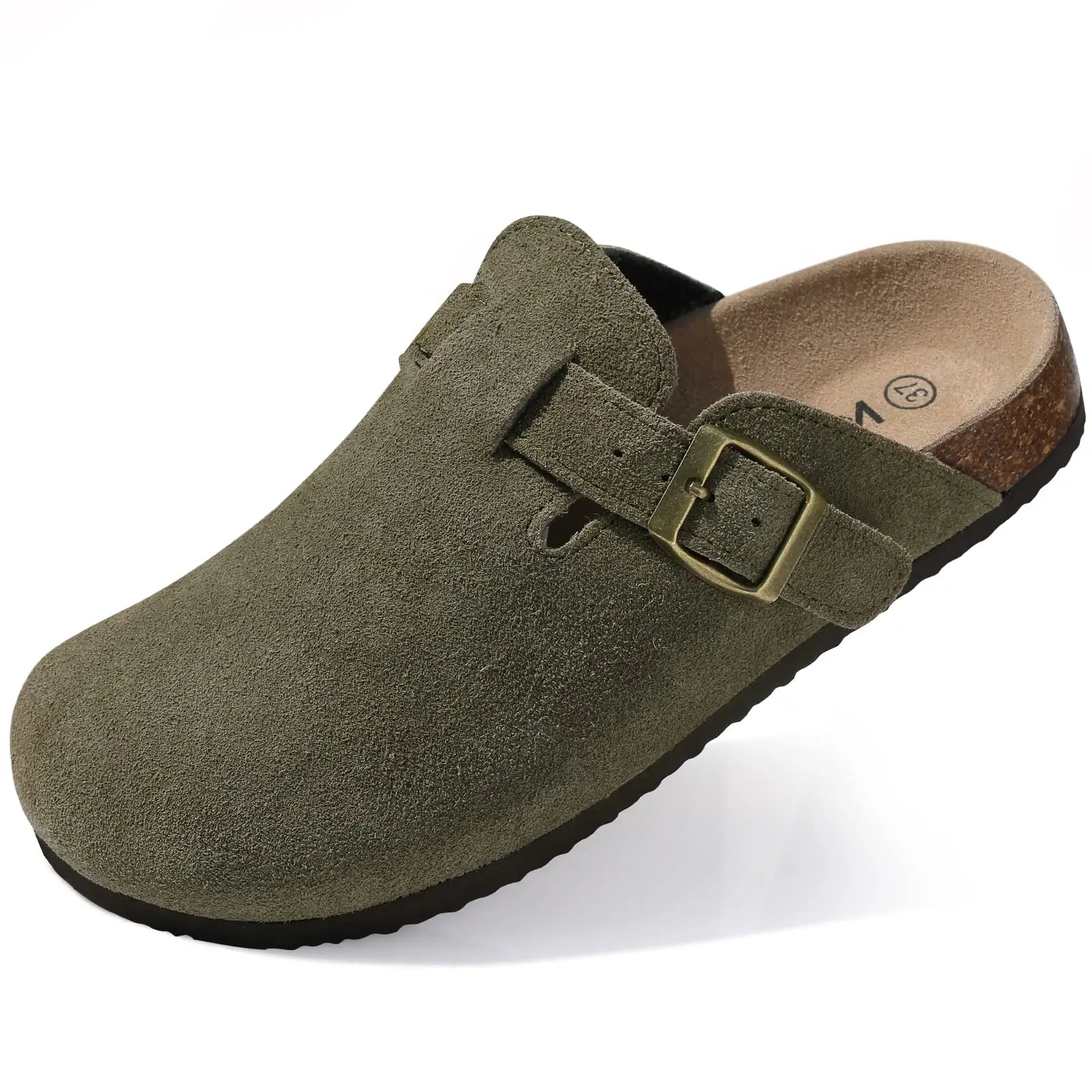 The Bankside Men's Suede Buckle Cork Clogs