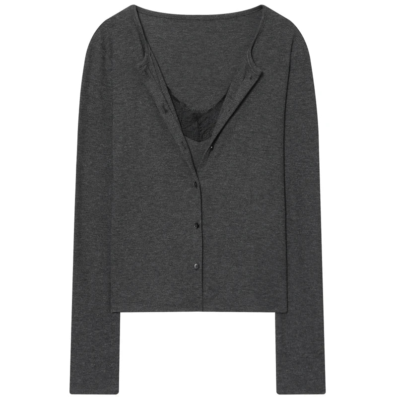 Women's Cropped Cardigan – V Neck Button Front Knit