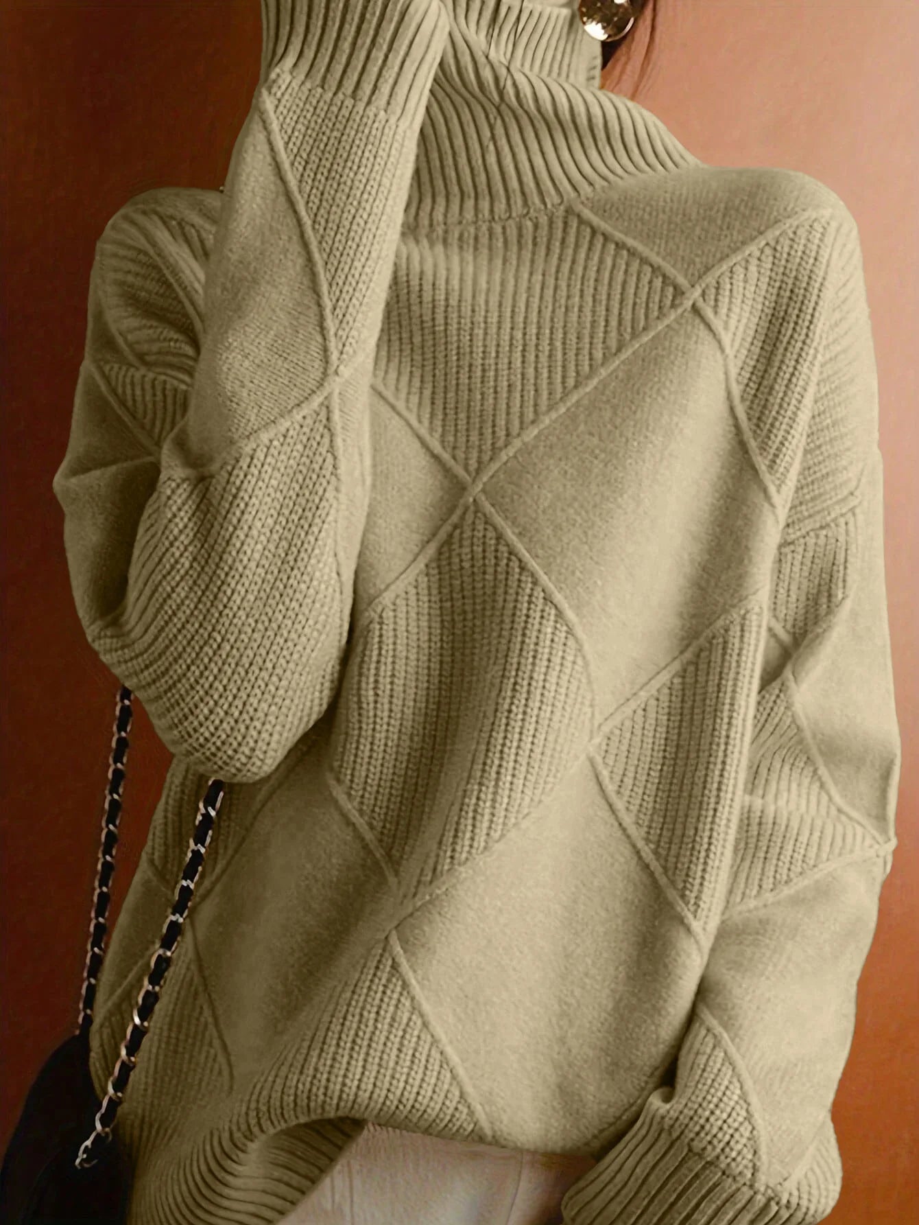 Women's Ribbed Jumper – High Neck Knitted Jumper