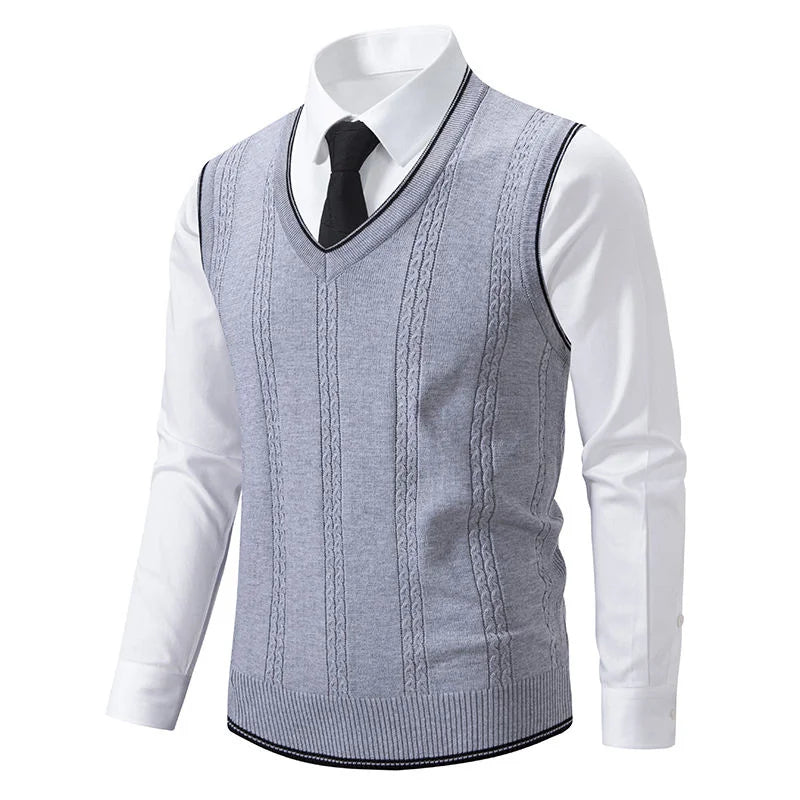 The Pimlico Men's V Neck Cable Knit Tank Top