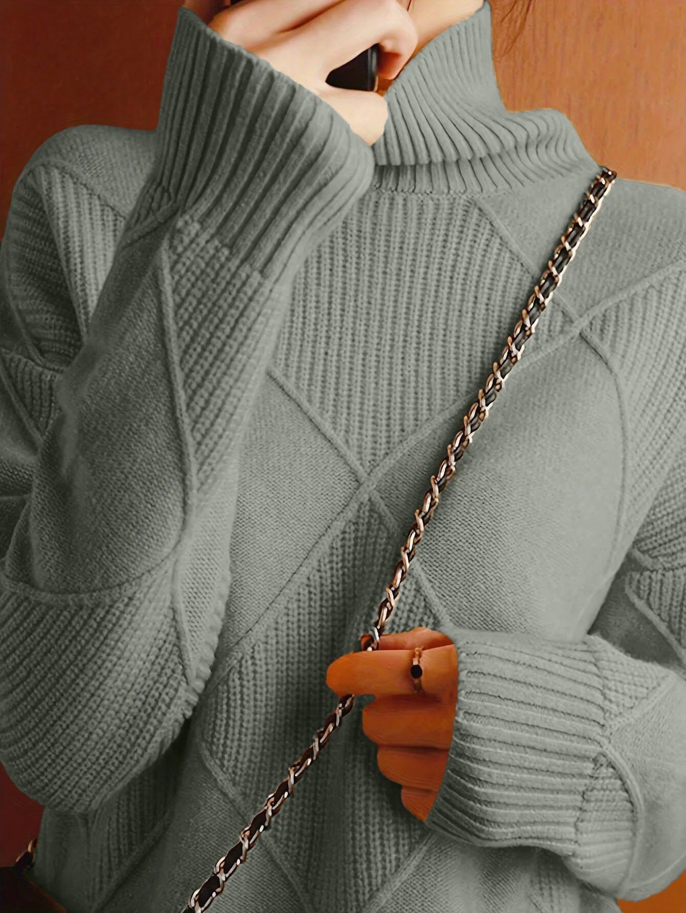 Women's Cosy Cable Knit Jumper – High Neck Knitted Jumper