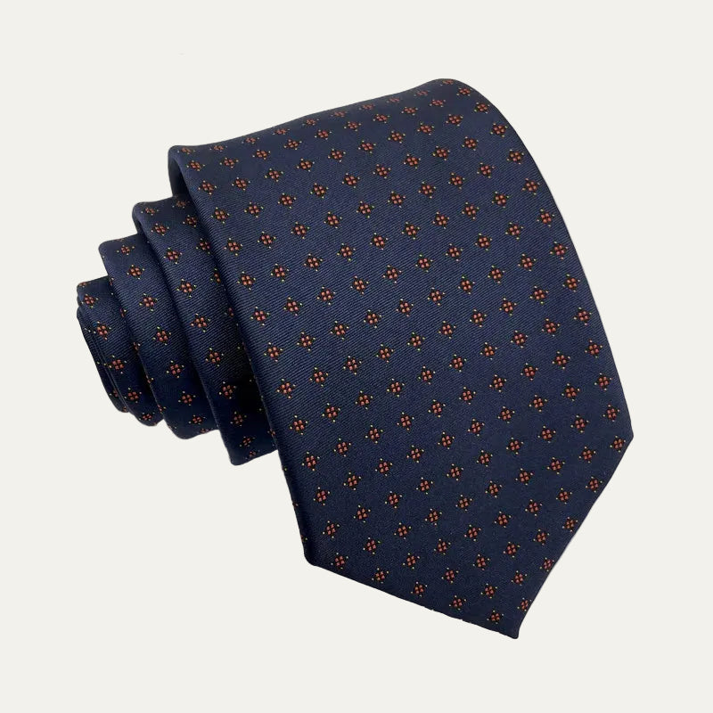 The Monterosso Men’s Silk Neck Tie - Dotted Navy Blue
