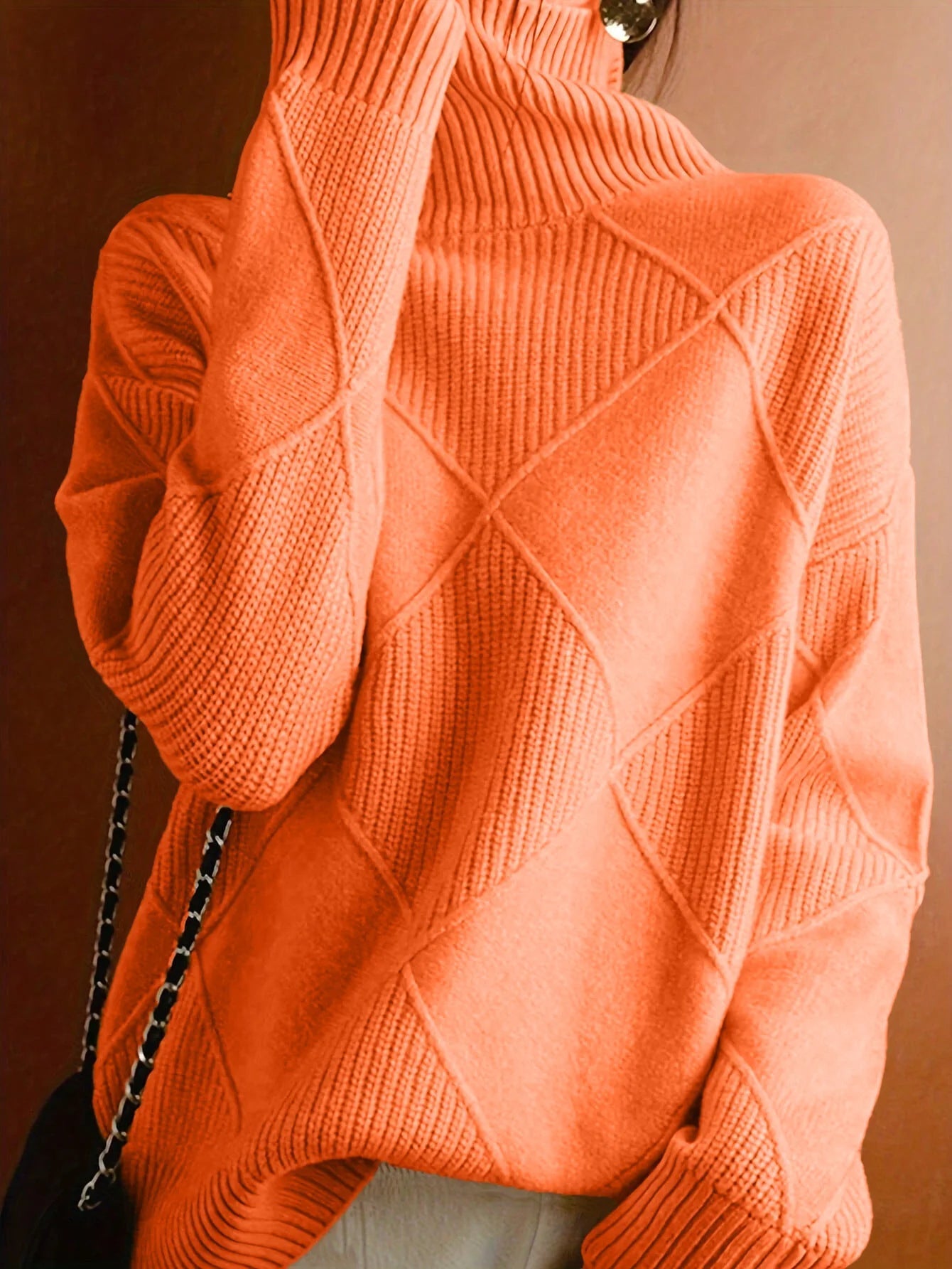 Women's Ribbed High Neck Jumper – Casual Knitted Jumper