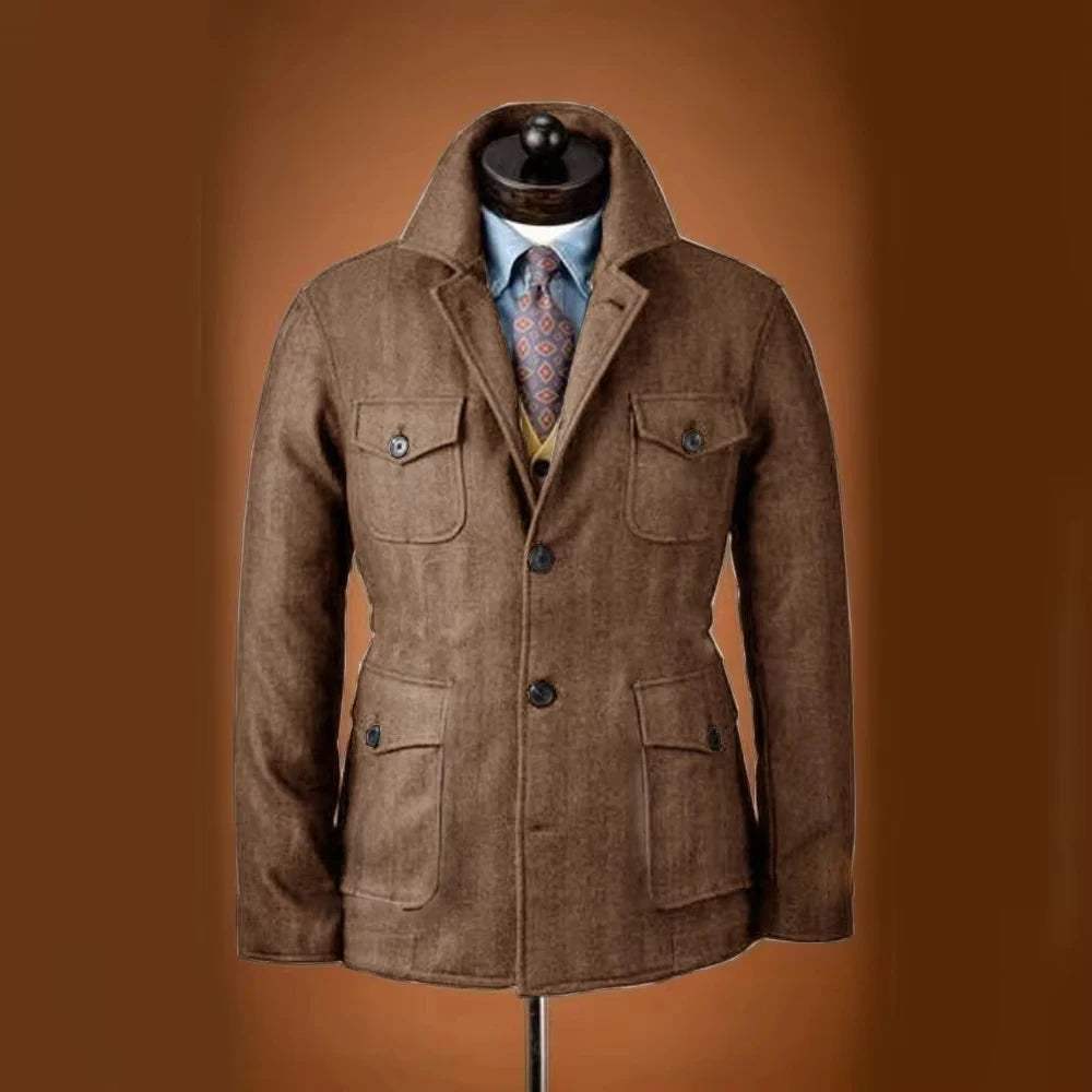 The Regent Men's Multi Pocket Wool Blend Field Jacket