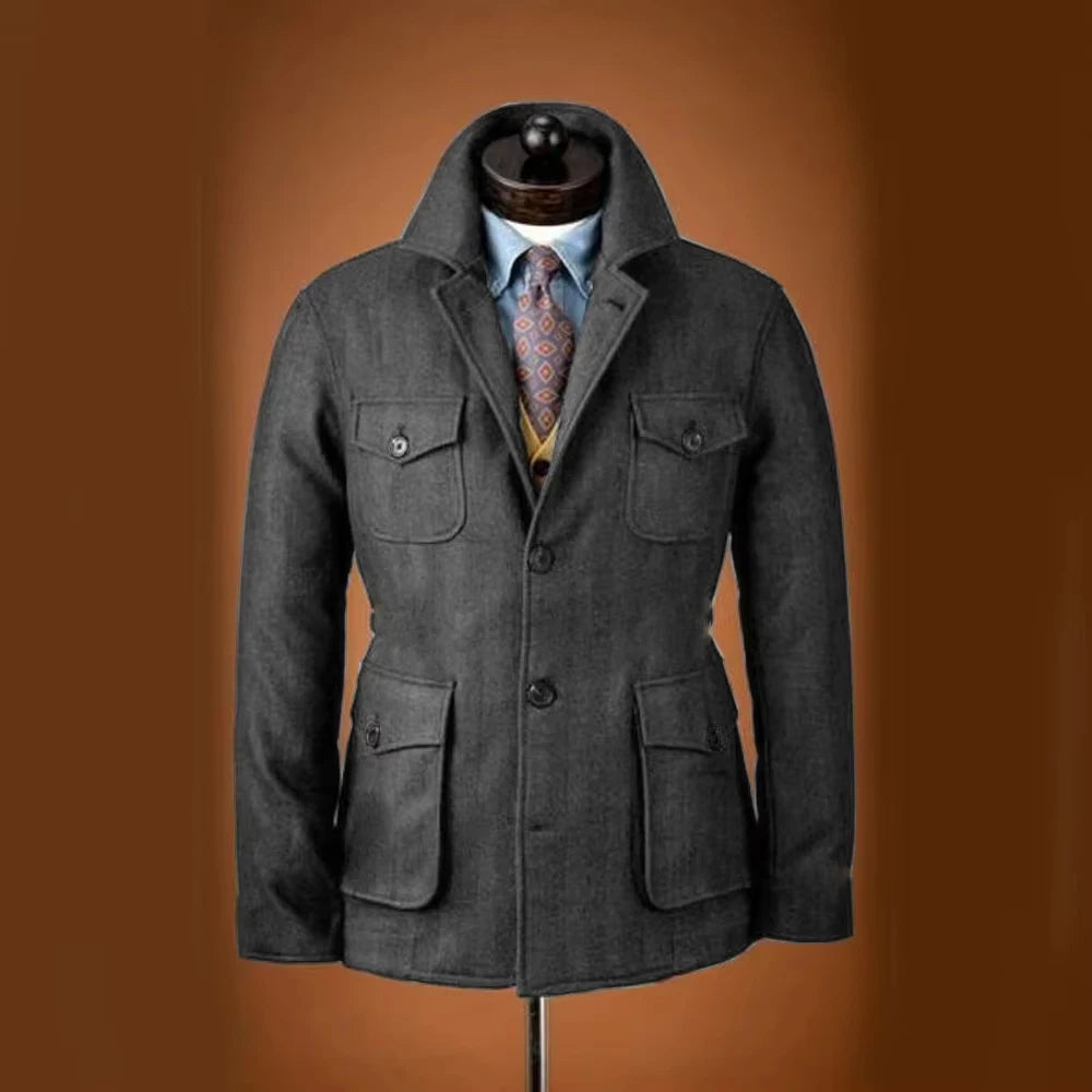 The Regent Men's Multi Pocket Wool Blend Field Jacket