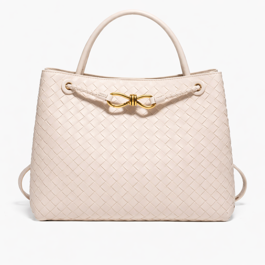 Woven Tote Bag – Soft Vegan Leather Shoulder Bag