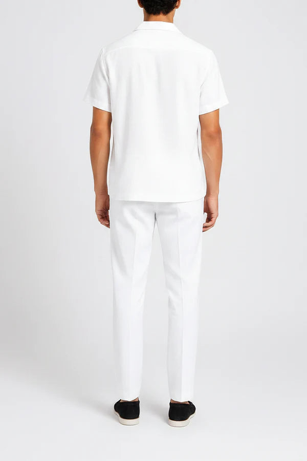 The Raleigh Men's Linen Collar Shirt & Tailored Trousers Set - White