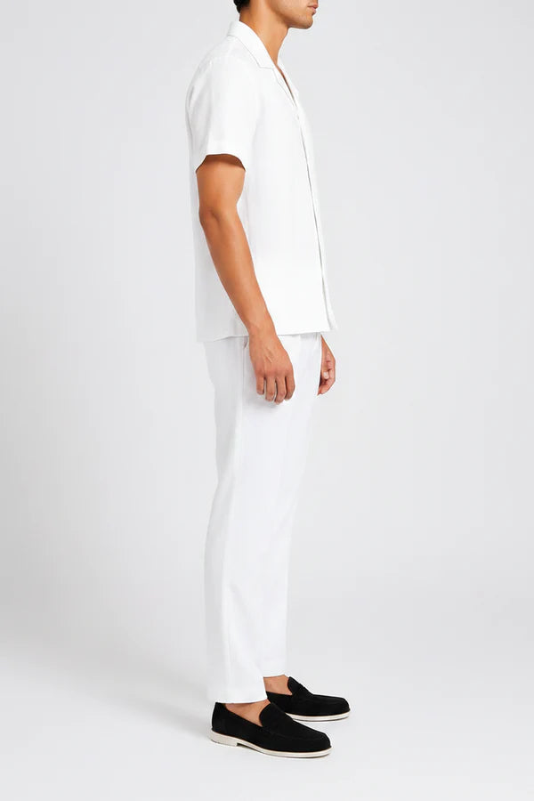 The Raleigh Men's Linen Collar Shirt & Tailored Trousers Set - White